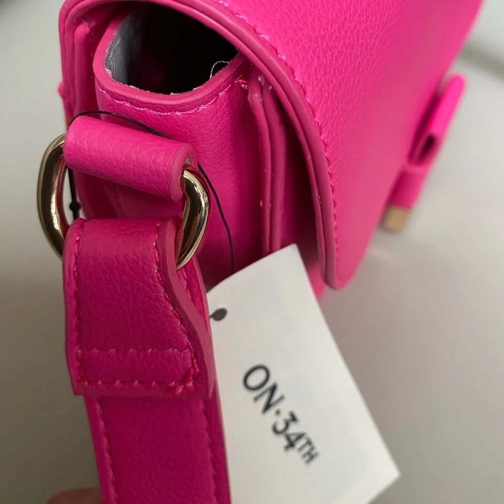 Hot Pink Crossbody Bag with Gold Hardware